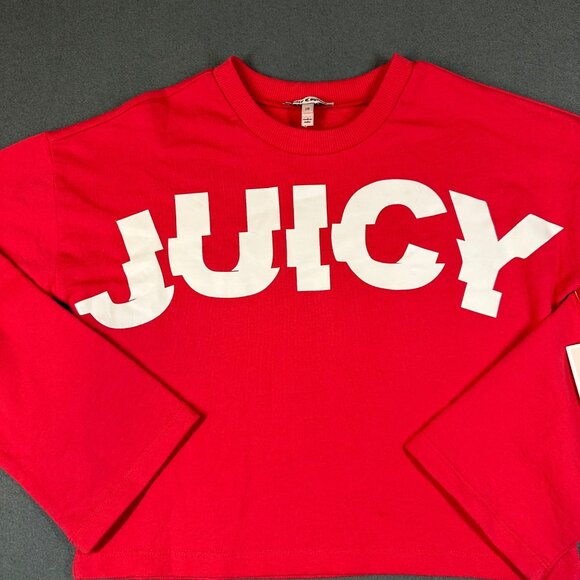Juicy Couture Girls 10 Long Sleeve Logo Oversized‎ Cropped Pullover Shirt NWT - Picture 3 of 10
